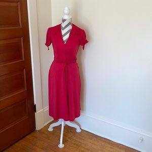 Vintage red midi dress : 70s disco dress